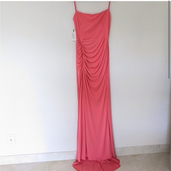 Katie May Great Kate Gown Coral Orange Pink Slinky - Picture 4 of 6